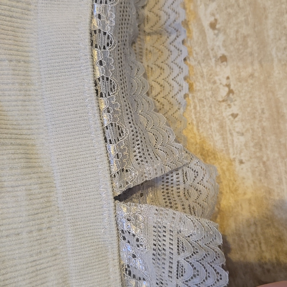 New Fornia Light Gray Strappy Back Lace Accent High Neck Bralette - Picture 6 of 11